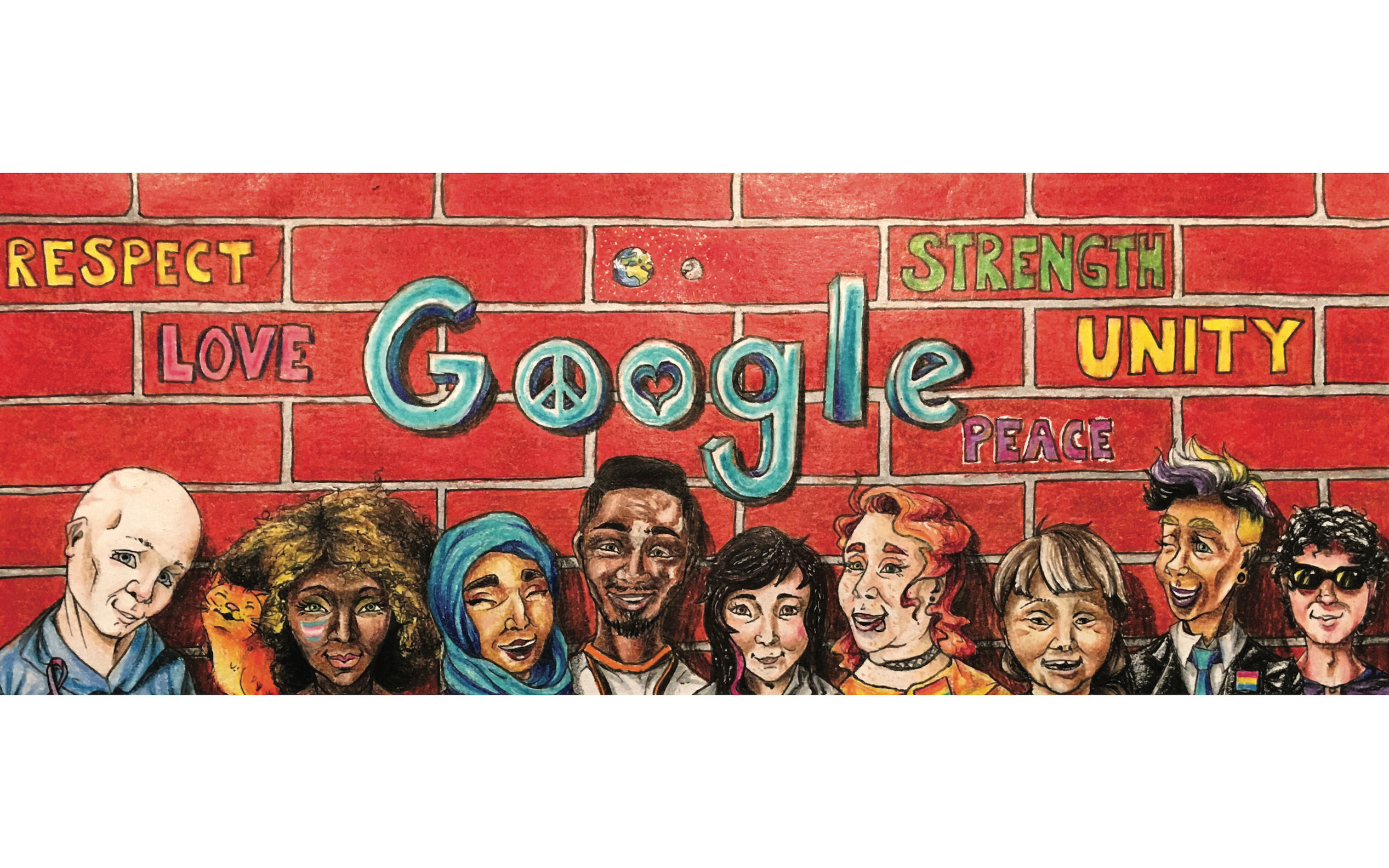 Diversity In American. This Doodle Shows 5 White People, African 